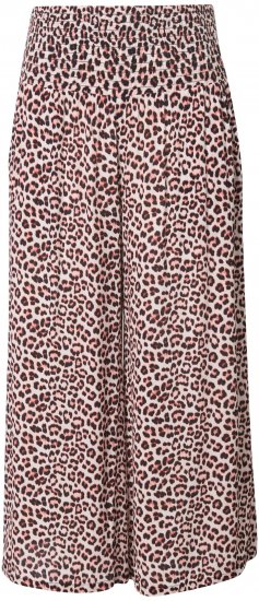 Ulla Popken Rose Wide Leg Elastic Waist Leopard Pattern Culottes White - Blugi & Pantaloni pentru Femei Mărimi Mari – Plus Size - 