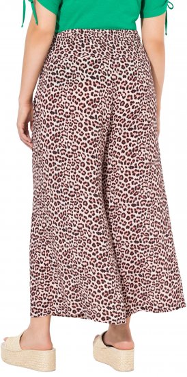 Ulla Popken Rose Wide Leg Elastic Waist Leopard Pattern Culottes White - Blugi & Pantaloni pentru Femei Mărimi Mari – Plus Size - 