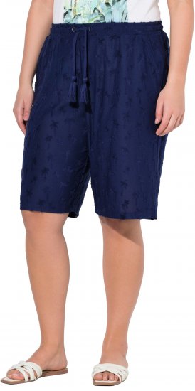 Ulla Popken Terry Cloth Palm Elastic Waist Shorts Blue - Blugi & Pantaloni pentru Femei Mărimi Mari – Plus Size - 