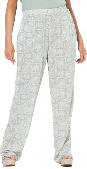 Ulla Popken Mosaic Print Elastic Waist Pants White - Blugi & Pantaloni pentru Femei Mărimi Mari – Plus Size - 