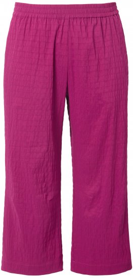 Ulla Popken Textured Elastic Waist Cropped Pants Magnolia Red - Blugi & Pantaloni pentru Femei Mărimi Mari – Plus Size - 