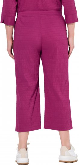 Ulla Popken Textured Elastic Waist Cropped Pants Magnolia Red - Blugi & Pantaloni pentru Femei Mărimi Mari – Plus Size - 