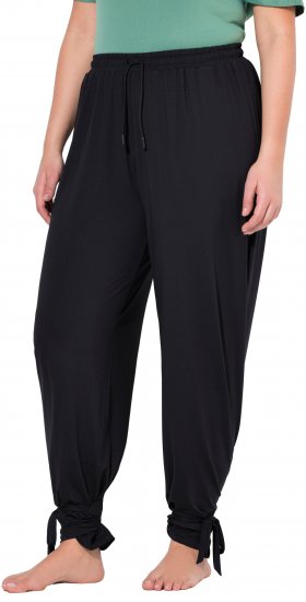 Ulla Popken Quick Drying Split Leg Elastic Waist Joggers Black - Blugi & Pantaloni pentru Femei Mărimi Mari – Plus Size - 