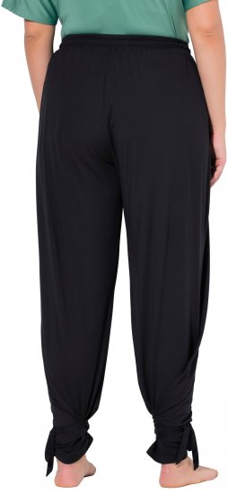 Ulla Popken Quick Drying Split Leg Elastic Waist Joggers Black - Blugi & Pantaloni pentru Femei Mărimi Mari – Plus Size - 