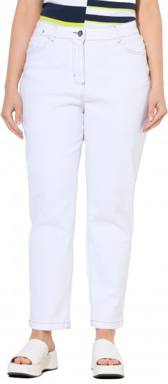 Ulla Popken Used Look 5 Pocket Comfy Waistband Mom Jeans Snow White - Blugi & Pantaloni pentru Femei Mărimi Mari – Plus Size - 