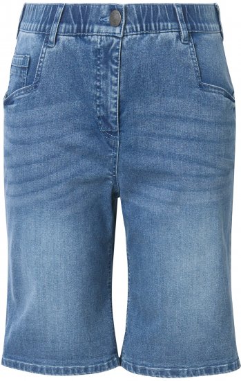 Ulla Popken Denim Wide Leg Elastic Waist Bermuda Shorts Blue Denim - Blugi & Pantaloni pentru Femei Mărimi Mari – Plus Size - 
