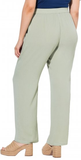Ulla Popken Elastic Waist Crepe Pants Light Moss Green - Blugi & Pantaloni pentru Femei Mărimi Mari – Plus Size - 