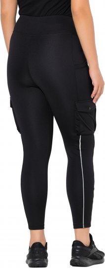 Ulla Popken Cargo Pocket Fleece Lined Sports Leggings Black - Blugi & Pantaloni pentru Femei Mărimi Mari – Plus Size - 