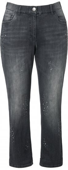 Ulla Popken Rivet Detail Stretch Fit Boyfriend Jeans Black - Blugi & Pantaloni pentru Femei Mărimi Mari – Plus Size - 