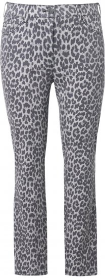 Ulla Popken Slim Leg Leopard Print Stretch Fit Jeans Bright Grey - Blugi & Pantaloni pentru Femei Mărimi Mari – Plus Size - 