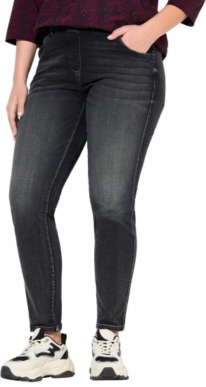 Ulla Popken Vintage Wash Jeggings Black - Blugi & Pantaloni pentru Femei Mărimi Mari – Plus Size - 