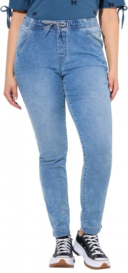 Ulla Popken Drawstring Jeggings Blue Denim - Blugi & Pantaloni pentru Femei Mărimi Mari – Plus Size - 
