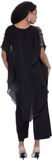 Ulla Popken Layered Chiffon Wrap Jumpsuit Grey - Blugi & Pantaloni pentru Femei Mărimi Mari – Plus Size - 