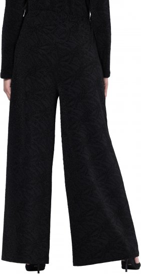 Ulla Popken Wide Leg Elastic Waist Glitter Pants Black - Blugi & Pantaloni pentru Femei Mărimi Mari – Plus Size - 