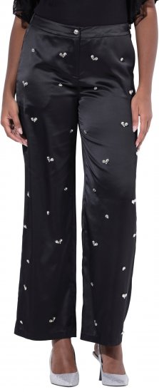 Ulla Popken Rhinestone Detail Comfort Waist Pants Black - Blugi & Pantaloni pentru Femei Mărimi Mari – Plus Size - 