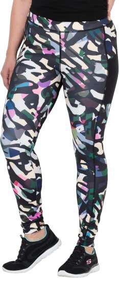 Ulla Popken Quick Drying Botanical Print Sport Leggings Black - Blugi & Pantaloni pentru Femei Mărimi Mari – Plus Size - 