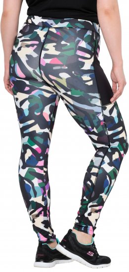 Ulla Popken Quick Drying Botanical Print Sport Leggings Black - Blugi & Pantaloni pentru Femei Mărimi Mari – Plus Size - 