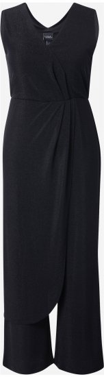 Ulla Popken Draped Sleeveless Glitter Jumpsuit Navy - Blugi & Pantaloni pentru Femei Mărimi Mari – Plus Size - 