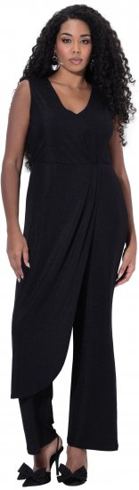 Ulla Popken Draped Sleeveless Glitter Jumpsuit Navy - Blugi & Pantaloni pentru Femei Mărimi Mari – Plus Size - 