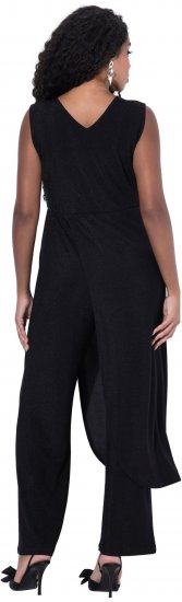 Ulla Popken Draped Sleeveless Glitter Jumpsuit Navy - Blugi & Pantaloni pentru Femei Mărimi Mari – Plus Size - 
