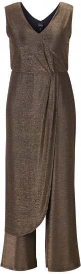 Ulla Popken Draped Sleeveless Glitter Jumpsuit Pearl White - Blugi & Pantaloni pentru Femei Mărimi Mari – Plus Size - 
