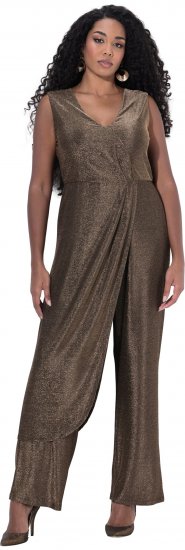 Ulla Popken Draped Sleeveless Glitter Jumpsuit Pearl White - Blugi & Pantaloni pentru Femei Mărimi Mari – Plus Size - 
