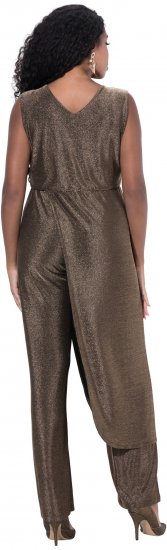 Ulla Popken Draped Sleeveless Glitter Jumpsuit Pearl White - Blugi & Pantaloni pentru Femei Mărimi Mari – Plus Size - 