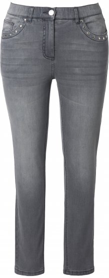 Ulla Popken Rivet Studded Stretch Fit Jeans Grey Denim - Blugi & Pantaloni pentru Femei Mărimi Mari – Plus Size - 