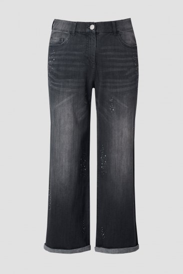 Ulla Popken Rivet Studded Stretch Fit Jeans Black - Blugi & Pantaloni pentru Femei Mărimi Mari – Plus Size - 