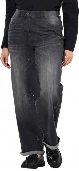 Ulla Popken Rivet Studded Stretch Fit Jeans Black - Blugi & Pantaloni pentru Femei Mărimi Mari – Plus Size - 
