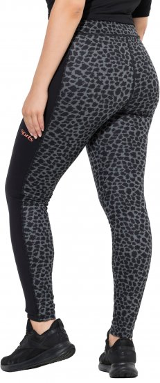 Ulla Popken Quick Drying Leopard Print Sport Leggings Black - Blugi & Pantaloni pentru Femei Mărimi Mari – Plus Size - 