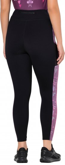 Ulla Popken Quick Drying Botanical Print Sport Leggings Black - Blugi & Pantaloni pentru Femei Mărimi Mari – Plus Size - 