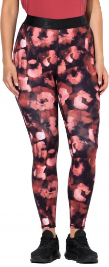 Ulla Popken Abstract Flower Print Performance Leggings Red - Blugi & Pantaloni pentru Femei Mărimi Mari – Plus Size - 