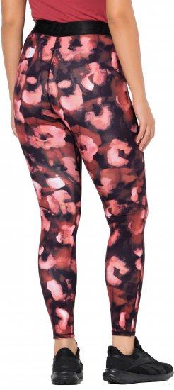 Ulla Popken Abstract Flower Print Performance Leggings Red - Blugi & Pantaloni pentru Femei Mărimi Mari – Plus Size - 