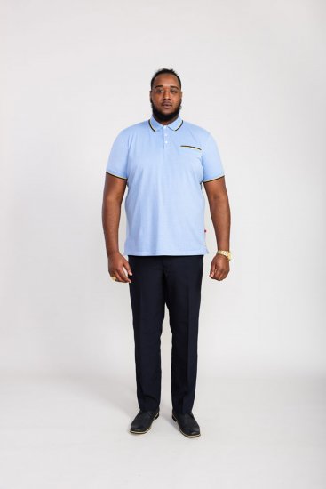 D555 Talbot Pique with Jacquard Collar Polo Shirt Blue - Tricouri polo - Tricouri Polo Bărbați Mărimi Mari
