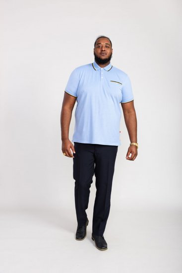 D555 Talbot Pique with Jacquard Collar Polo Shirt Blue - Tricouri polo - Tricouri Polo Bărbați Mărimi Mari