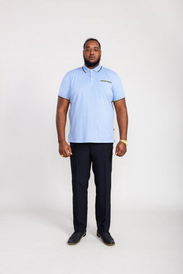D555 Talbot Pique with Jacquard Collar Polo Shirt Blue - Tricouri polo - Tricouri Polo Bărbați Mărimi Mari