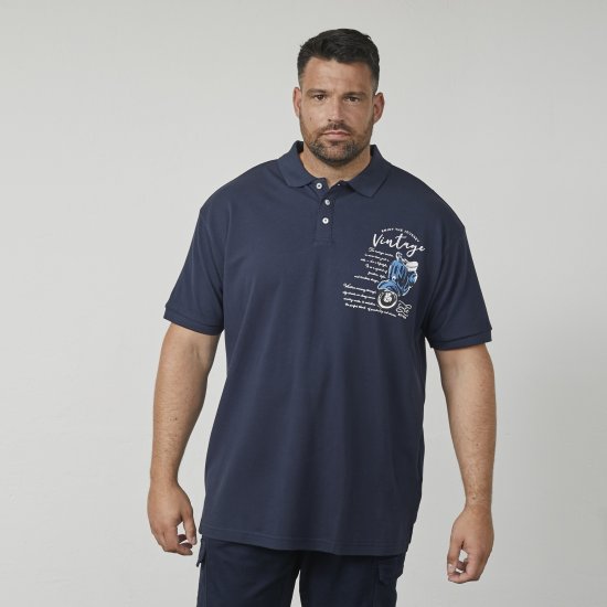 North Latitude 61130 Tricou Polo Pique cu Print pe Piept Bleumarin - Tricouri polo - Tricouri Polo Bărbați Mărimi Mari