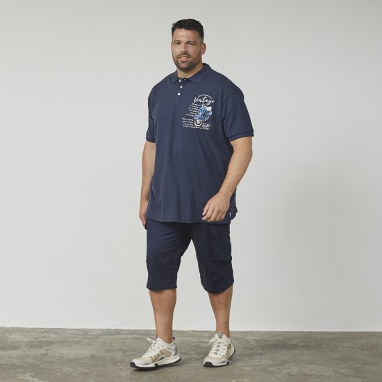 North Latitude 61130 Tricou Polo Pique cu Print pe Piept Bleumarin - Tricouri polo - Tricouri Polo Bărbați Mărimi Mari