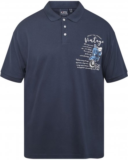 North Latitude 61130 Tricou Polo Pique cu Print pe Piept Bleumarin - Tricouri polo - Tricouri Polo Bărbați Mărimi Mari