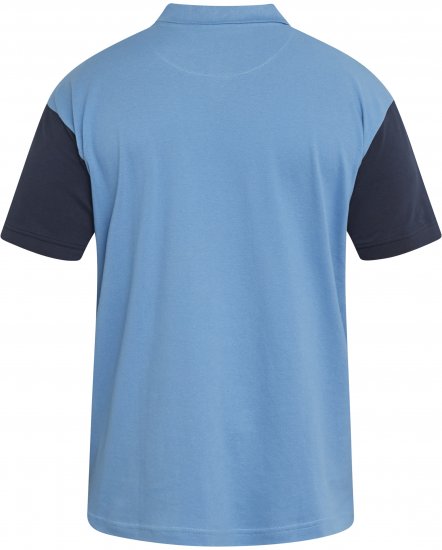 North Latitude 61131 Tricou Polo Pique cu Mâneci Contrast și Broderie Albastru - Tricouri polo - Tricouri Polo Bărbați Mărimi Mari