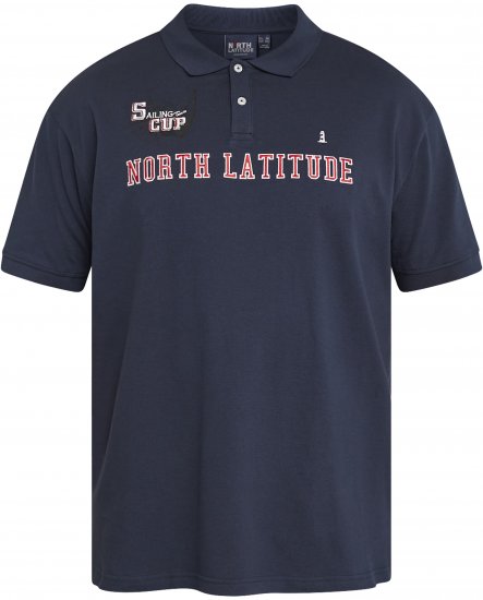 North Latitude 61131 Tricou Polo Pique cu Mâneci Contrast și Broderie Bleumarin - Tricouri polo - Tricouri Polo Bărbați Mărimi Mari