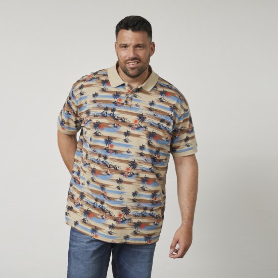 North Latitude 61133 Tricou Polo Pique cu Print Integral Nisipiu - Tricouri polo - Tricouri Polo Bărbați Mărimi Mari