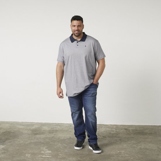 North Latitude 61136 Tricou Polo Dungat Vopsit în Fir Bleumarin - Tricouri polo - Tricouri Polo Bărbați Mărimi Mari