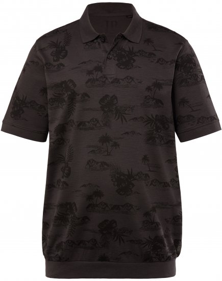 JP1880 Pique with All-over Print Polo Shirt TALL Black - TALL tricouri polo - Tricouri polo TALL pentru bărbați înalți
