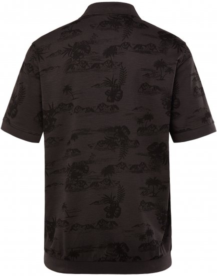 JP1880 Pique with All-over Print Polo Shirt TALL Black - TALL tricouri polo - Tricouri polo TALL pentru bărbați înalți