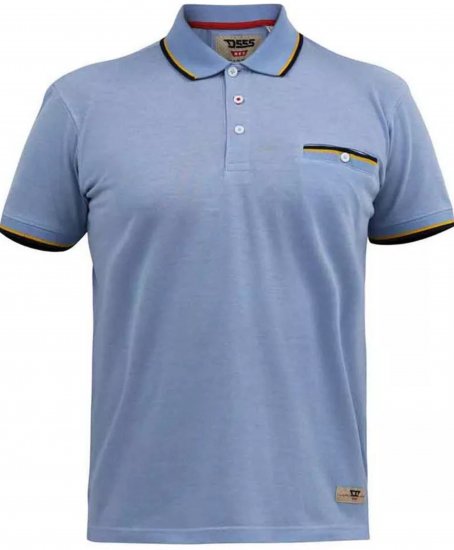 D555 Talbot Pique with Jacquard Collar Polo Shirt Blue - Tricouri polo - Tricouri Polo Bărbați Mărimi Mari