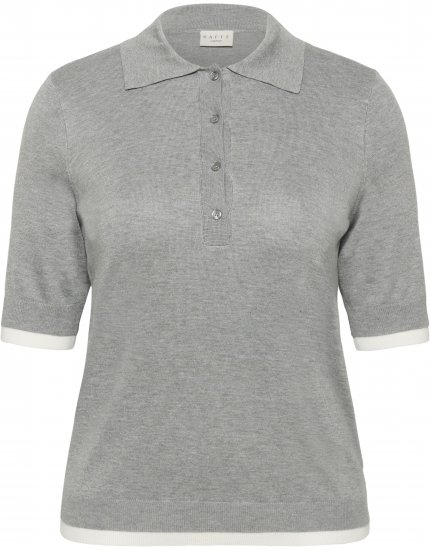 Kaffe Curve Lizzy Contrast Knitted Polo Grey Melange - Tricouri polo - 