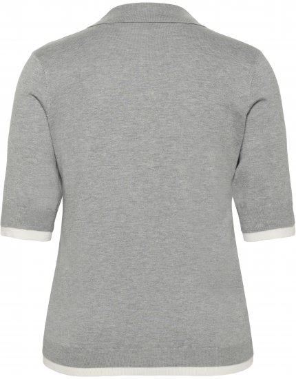 Kaffe Curve Lizzy Contrast Knitted Polo Grey Melange - Tricouri polo - 