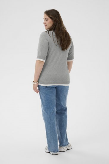 Kaffe Curve Lizzy Contrast Knitted Polo Grey Melange - Tricouri polo - 
